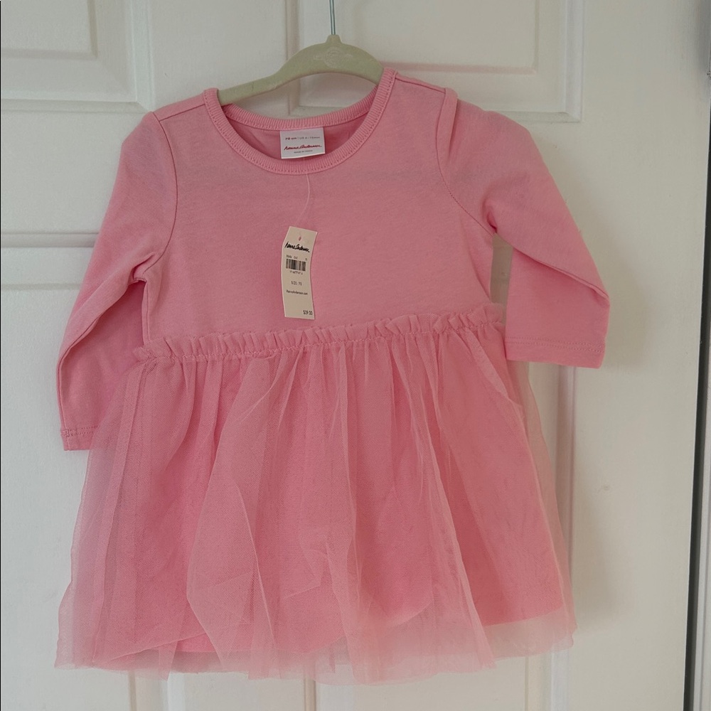 Hanna Andersson Soft Pink Baby Dress with ballerina skirt  6-12m 100% cotton